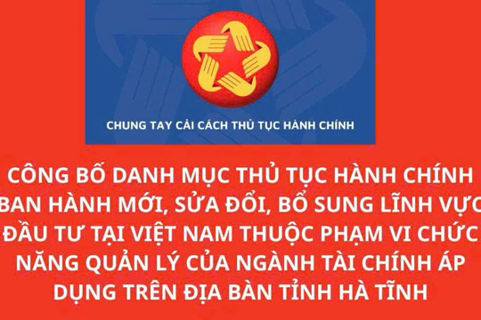 QUYẾT ĐỊNH Công bố Danh mục thủ tục hành chính ban hành mới, sửa đổi, bổ sung lĩnh vực Đầu tư tại Việt Nam thuộc phạm vi chức năng quản lý của ngành Tài chính áp dụng trên địa bàn tỉnh Hà Tĩnh 