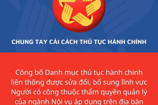 Công bố Danh mục thủ tục hành chính liên thông được sửa đổi, bổ sung lĩnh vực Người có công thuộc thẩm quyền quản lý của ngành Nội vụ áp dụng trên địa bàn tỉnh Hà Tĩnh 